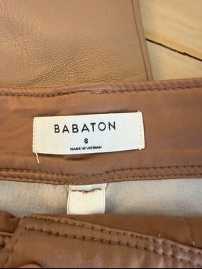 Babaton Caramel Faux Leather Pants